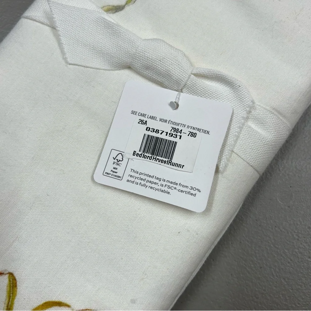 Pottery Barn Bedford Harvest Pumpkin Autumn Fall Linen Kitchen Table Runner NWT